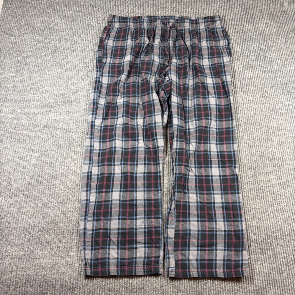 Woolrich Pajama Pants Mens XL Blue Gray Red Plaid Cotton Flannel Sleepwear